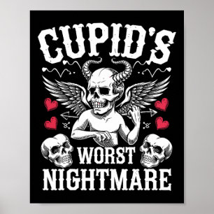 Cupid's Worst Scary Night Skull Art Valentine's Da Poster