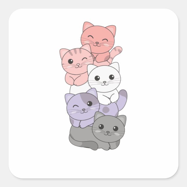 Cupioromantic Flag Pride Lgbtq Cute Cats Square Sticker (Front)