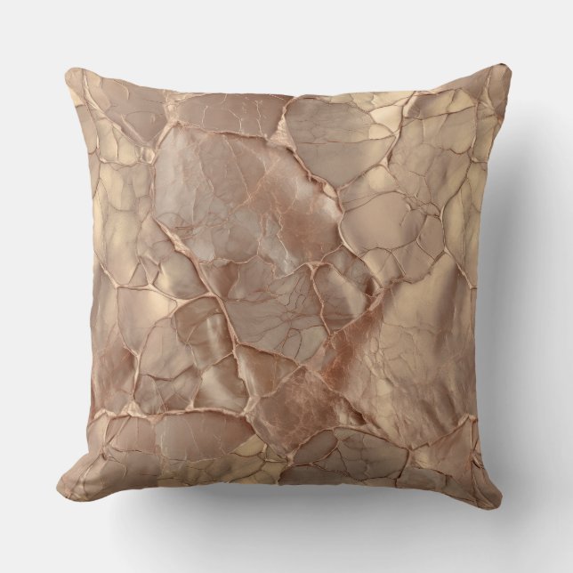 Cupper-Rose Cracked, Metallic Textures Cushion (Front)