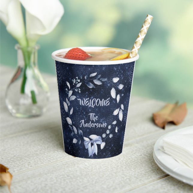 Cups Paper w/lid Starry Nights Blue (Insitu)