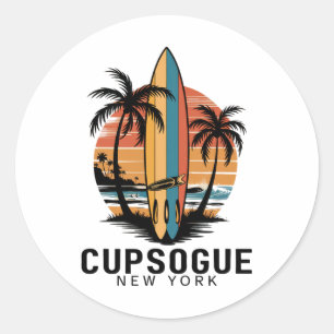 Cupsogue Beach New York Surfing Surfer Classic Round Sticker