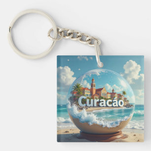 Curacao beach globe key ring