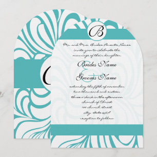 Curacao Blue Swirls Wedding Invitations