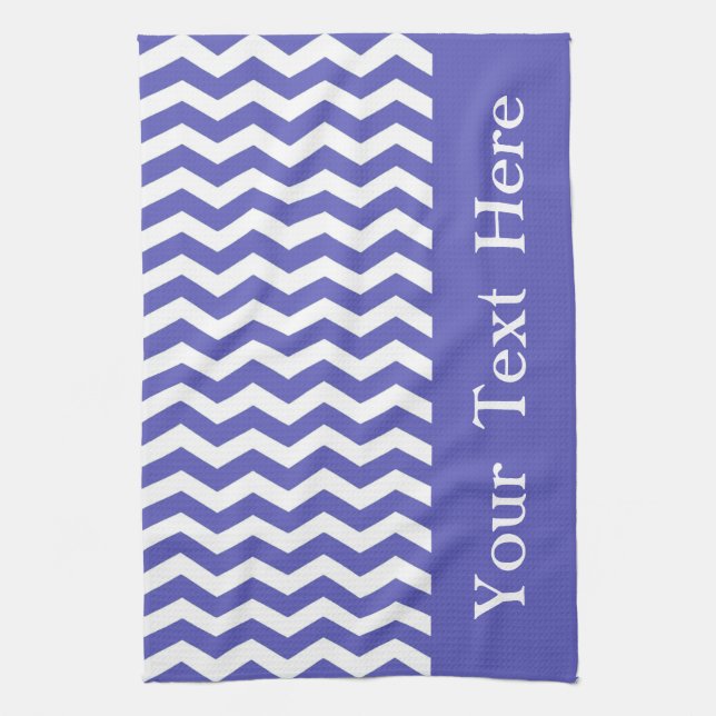 Curacao Blue Wave Chevron customisable Tea Towel (Vertical)