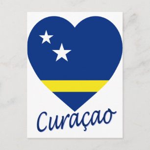 Curacao Flag Heart Postcard