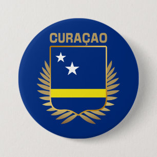 Curacao Flag Shield 7.5 Cm Round Badge