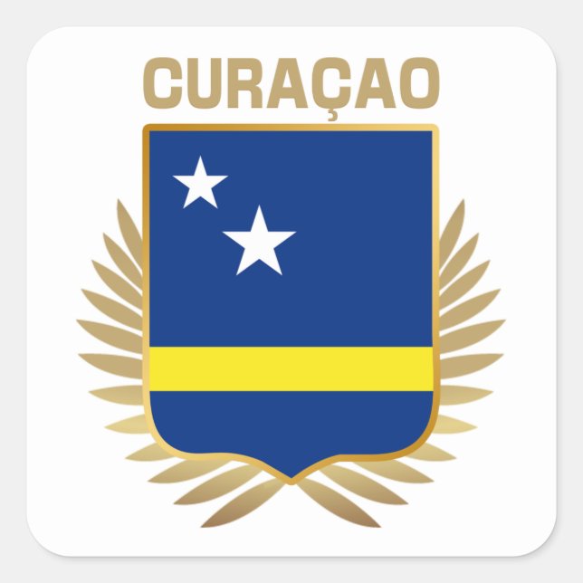 Curacao Flag Shield Square Sticker (Front)
