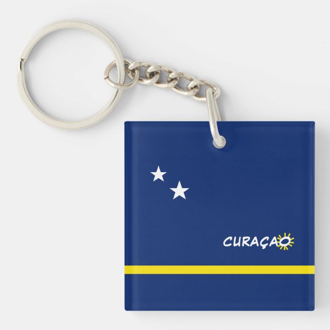 Curacao Flag with customisable text Key Ring (Front)