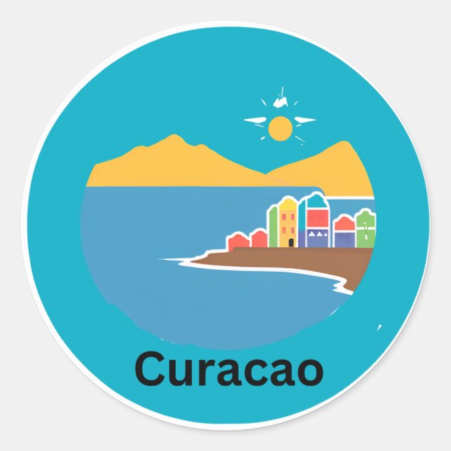 Curacao island classic round sticker (Front)