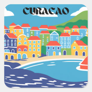 Curacao island square sticker