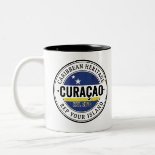 Curaçao Passport Stamp Caribbean Heritage Two-Tone Coffee Mug