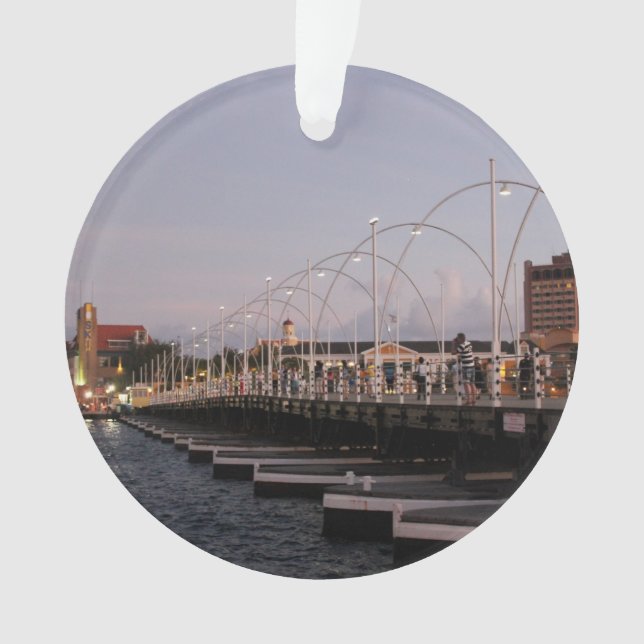 Curaçao Queen Emma Pontoon Bridge at Dusk Ornament (Front)