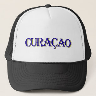 Curacao text in flag colours trucker hat