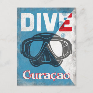 Curaçao Vintage Scuba Diving Mask Postcard