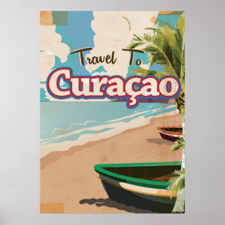 Curacao vintage travel poster art.