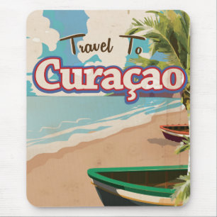 Curaçao vintage travel poster art. mouse mat