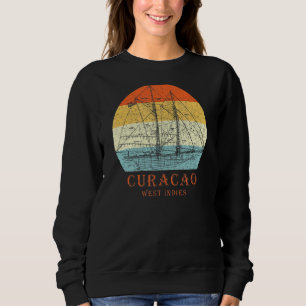 Curacao West Indies Vintage Blueprint Sailboat Vac Sweatshirt
