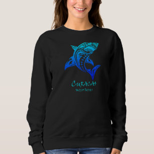 Curacao West Indies Vintage Retro Tribal Shark Vac Sweatshirt