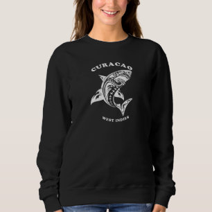Curacao West Indies Vintage Retro Tribal Shark Vac Sweatshirt