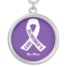 Cure Alzheimers Ribbon on Purple
