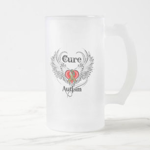 Cure Autism Frosted Glass Beer Mug