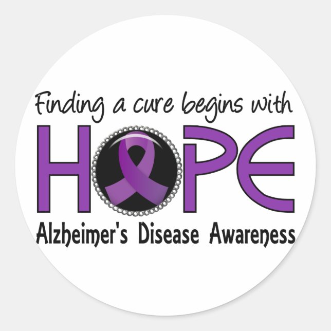 Cure Begins With Hope 5 Alzheimer's Disease Classic Round Sticker (Front)