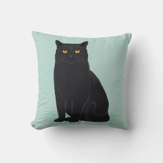 Cure Black Cat pillow decor cat lady gifts (Front)
