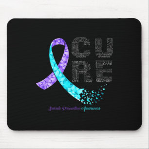 Cure Blue Purple Ribbon Suicide Prevention Awarene Mouse Mat