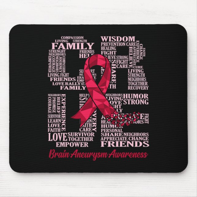 Cure Brain Aneurysm Awareness Ribbon Month Support Mouse Mat (Front)