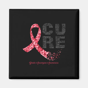 CURE Burgundy Ribbon Brain Aneurysm Awareness  Magnet