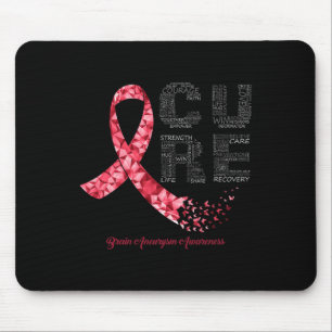 CURE Burgundy Ribbon Brain Aneurysm Awareness  Mouse Mat