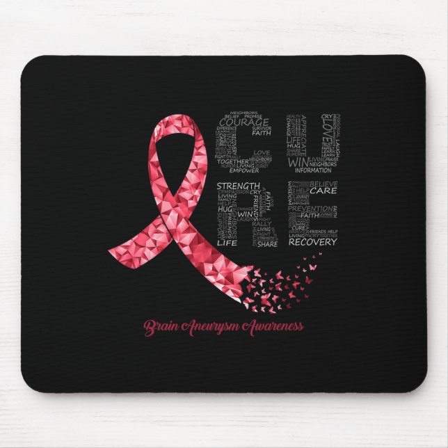 CURE Burgundy Ribbon Brain Aneurysm Awareness  Mouse Mat (Front)