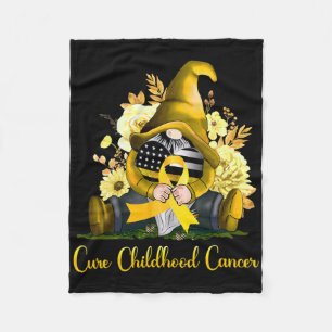 Cure Childhood Cancer Awareness Gold Ribbon Gnome Fleece Blanket