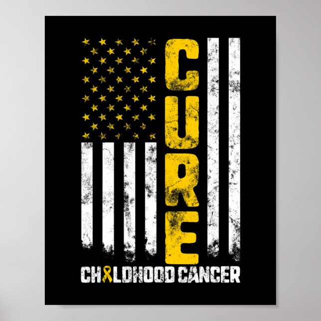 Cure Childhood Cancer Gold Ribbon Mum Kid Awarenes Poster (Front)