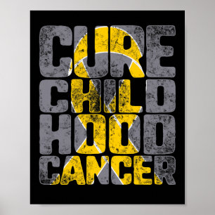 Cure Childhood Cancer Gold Ribbon Support Awarenes Poster