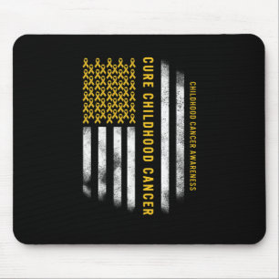 Cure Childhood Cancer Gold Ribbon USA Flag Support Mouse Mat