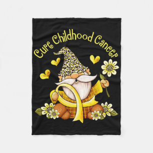 Cure Childhood Cancer Golden Ribbon Gnome Cancer A Fleece Blanket