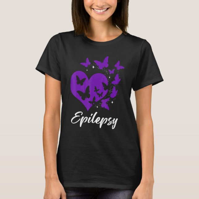 Cure Epilepsy Awareness Day Warrior Butterfly Purp T-Shirt (Front)