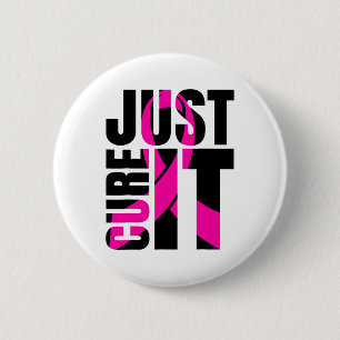 Cure It Breast Cancer Awareness Ribbon 6 Cm Round Badge