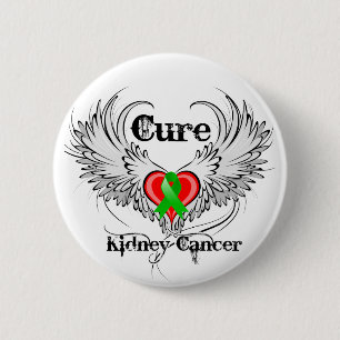 Cure Kidney Cancer Heart Tattoo Wings 6 Cm Round Badge