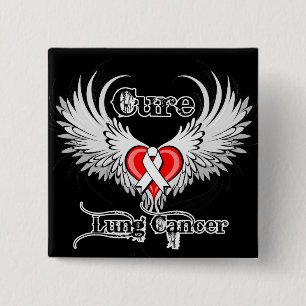 Cure Lung Cancer Heart Tattoo Wings 15 Cm Square Badge