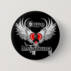 Cure Melanoma Heart Tattoo Wings 6 Cm Round Badge