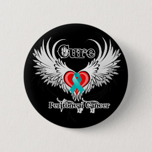 Cure Peritoneal Cancer Heart Tattoo Wings 6 Cm Round Badge