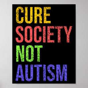 Cure Society Not Autism Awareness Acceptance Gift Poster