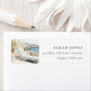 Curfu Greece Watercolor Landscape Address