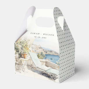 Curfu Greece Watercolor Landscape Wedding Favour Box