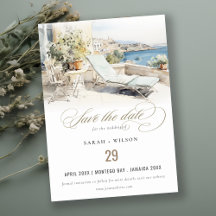 Curfu Greece Watercolor Landscape Wedding