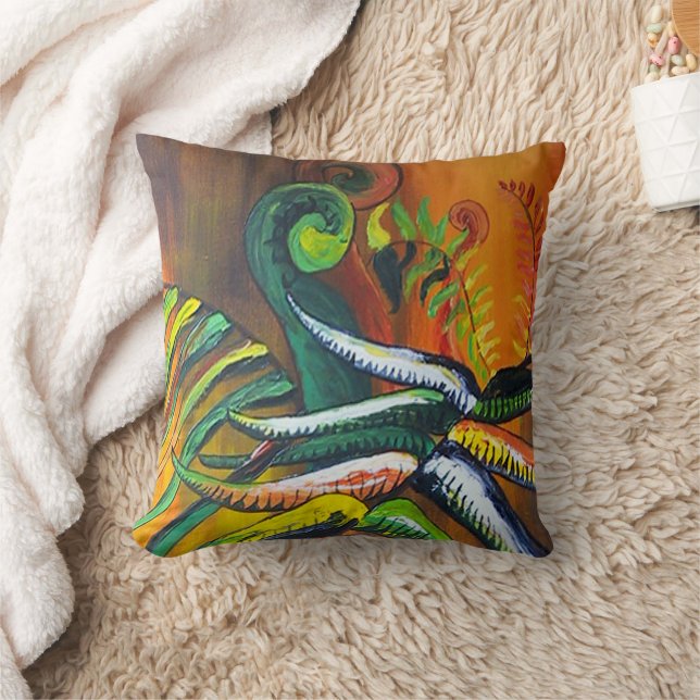 Curfy Bright Fern Art Cushion (Blanket)