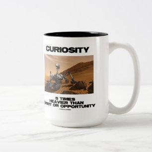 Curiosity 5 Times Heavier Than Spirit Opportunity Two-Tone Coffee Mug