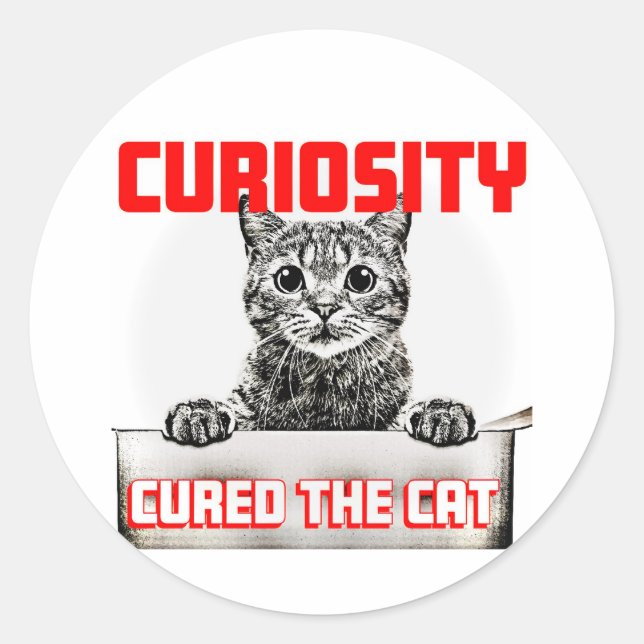 Curiosity Cured the Cat Classic Round Sticker (Front)
